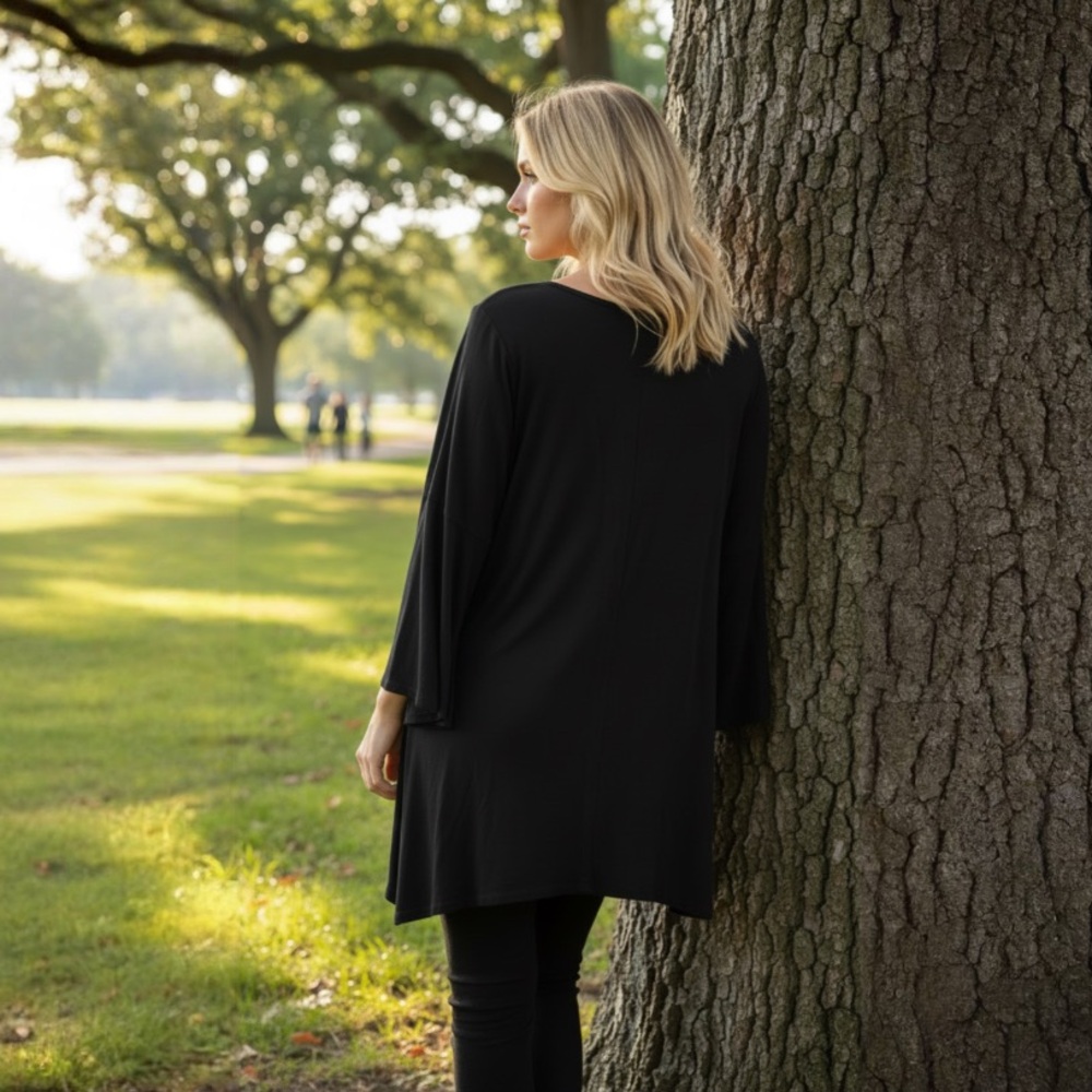 Avenue Black Asymmetrical Top - Picture 3 of 8